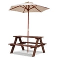 thumbnail image 1 of Gymax Table de Pique-Nique pour Enfants d'Extérieur à 4 Places avec Parasol Pliant, 1 of 10