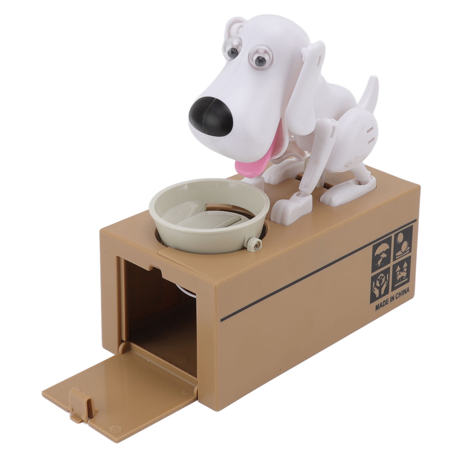 Puppy Money Bank, Dog Money Box Plastic Small  For Saving Money White Dog