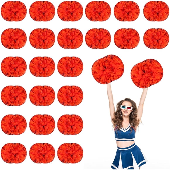 Pompons de Cheerleader, Lot de 24, Pompons de Cheerleading en Plastique Métallique pour Sports et Danse, pour Enfants et Adultes