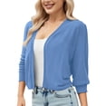 thumbnail image 2 of Erwazi Cardigans Courts pour Femmes Manches 3/4 Automne Tendance Ouvert Léger Cardigans Courts, 2 of 7