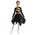 thumbnail image 1 of RUNQHUI Robe de Danse pour Filles Enfants Patchwork Métallique Ourlet Asymétrique Culte Église Noir 14, 1 of 7