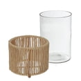 thumbnail image 4 of Glass Candle Holder Hurrican With Metal & Raffia Base 8", 4 of 4