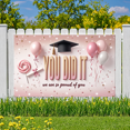 thumbnail image 2 of Graduation Cap Graduation Banner Diploma Achievement Banner Pink Balloons Lollipop Confetti Banner for Graduation Ceremony School Event Student Celebration, 2 of 5