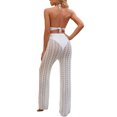 thumbnail image 4 of FOCUSNORM Women Hollow Out Pants Solid Color Elastic High Waist Trousers, 4 of 8