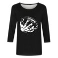 thumbnail image 4 of QATAINLAV T-Shirts Graphiques de Rugby pour Femmes Jour de Match 2025 Été Manches 3/4 Hauts Coupe Ample Décontractés Col Rond Blouses Tenues de Vacances Rabais de 90 % Liquidation Noir TTG, 4 of 5