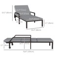 thumbnail image 3 of Outsunny 2 Pcs Chaises Longues de Patio en Osier avec Roues - Ensemble de 2, Gris, 3 of 10