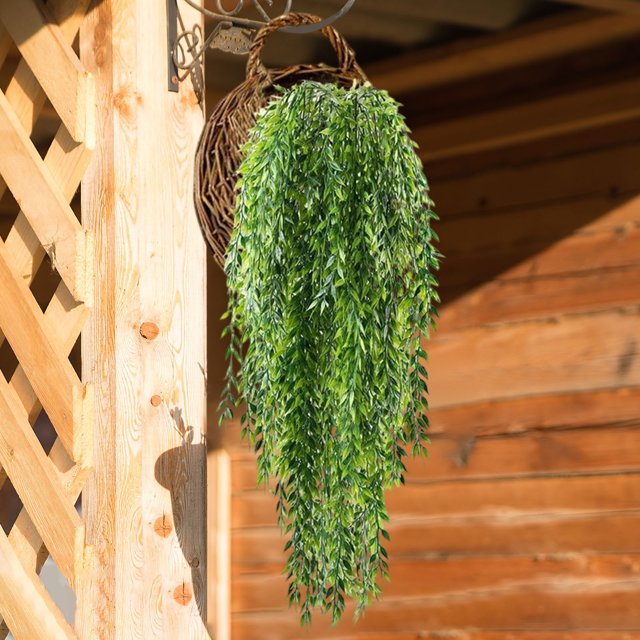 Christmas Garland for Tree,Artificial Garland Greenery,Simulation Willows Leaf Rattan Plants Plastic Leaf Fake Flower Indoor Living Room Wall Hanging Ceiling Dangling Green Decorative Weeping Willows
