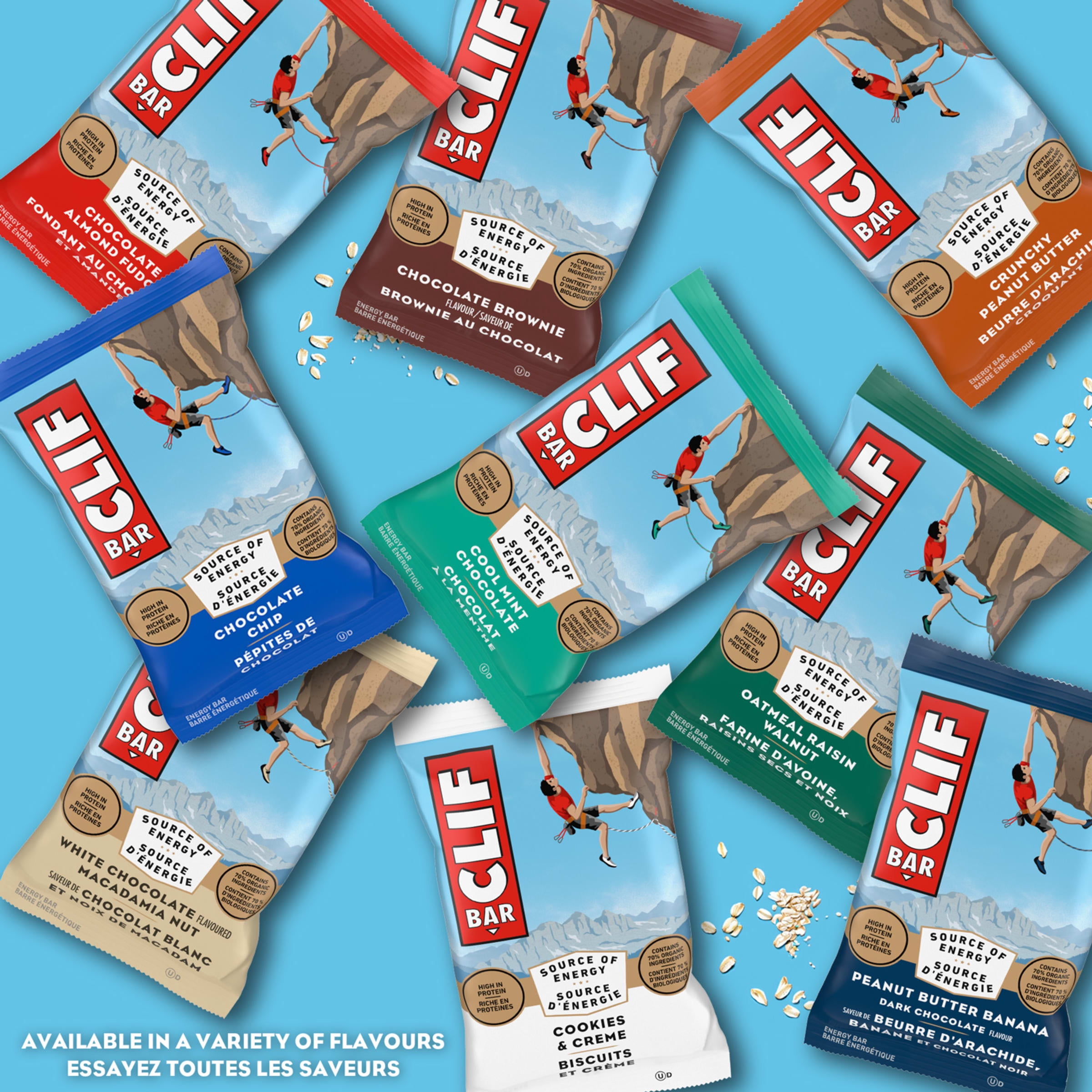 CLIF BAR Barres Énergétiques, Fondant au Chocolat et Amandes, Barre Granola, Riche en Protéines, Contient 70 % d'Ingrédients Biologiques