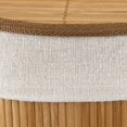 thumbnail image 3 of Bouclair Natural Round Bamboo Hamper with Lining and Faux Leather Handles, 3 of 7