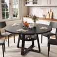 thumbnail image 1 of Round Dining Table for 4-6, 47.2 in Farmhouse Kitchen Table with Storage, Circle Dinner Tables for Kitchen, Dining Room, Living Room, Meeting Room, Apartment, Black (Only Table), 1 of 8