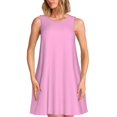 thumbnail image 1 of Vsdgher Robes d'Été Imprimées Roses pour Femmes Robe de Plage Décontractée Col en U Sans Manches Robe d'Été Ample avec Poche, 1 of 7