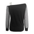 thumbnail image 5 of Mikilon Blouse T-Shirt Décontractée pour Femme à Col Asymétrique en Gaze Patchwork à Manches Longues de Couleur Unie, 5 of 5
