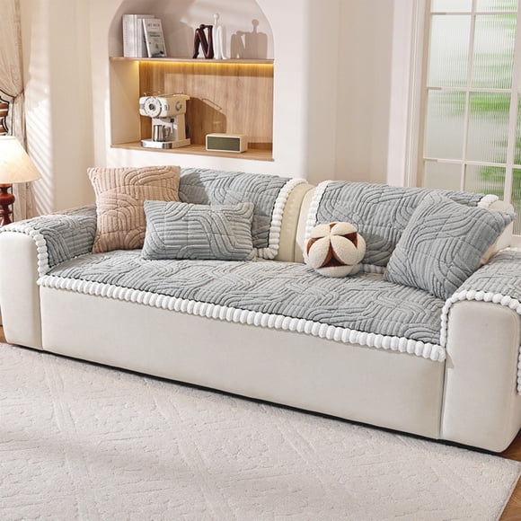 Polyester Coussins de Sofa en 70x150cm Gris en Molleton de Coton Coussin de Sofa Épaissi Peluche Housse de Siège 1 Pce pour l'Automne et l'Hiver Coussin de Sofa en Flanelle Doux Rkxzt