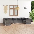 thumbnail image 1 of vidaXL Ensemble Lounge de Jardin 9 Pcs avec Coussins en Rotin Poly Gris, 1 of 4