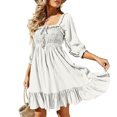 thumbnail image 1 of Gspmoly Robes d'Été pour Femmes 2025, Robe à Encolure Carrée pour Femmes, Mode Décontractée, Tempérament, Cordon de Serrage, Dos Ajouré Ouvert, à Lacets, Manches 3/4, Coupe Ajustée, Robe Aguichant, Robes de Vacances pour Femmes, Économies d'Été, 1 of 6