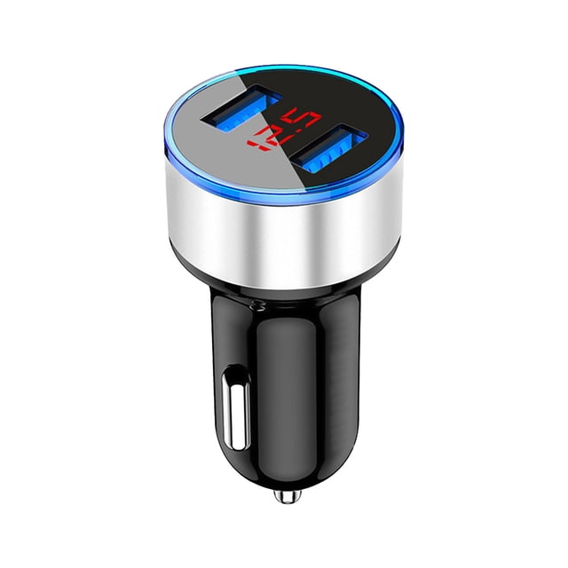 Edgergery 2 USB Car QC3.0 Charger Digital Display Aluminum Alloy Shells5V 3.1A Car Mobile Phone Fast Charge Charger