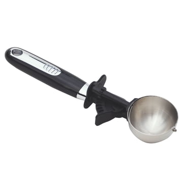 Mainstays™ Trigger Ice Cream Scoop, Black Handle, Ergonomic Trigger Arm, Stainless steel, Plastic