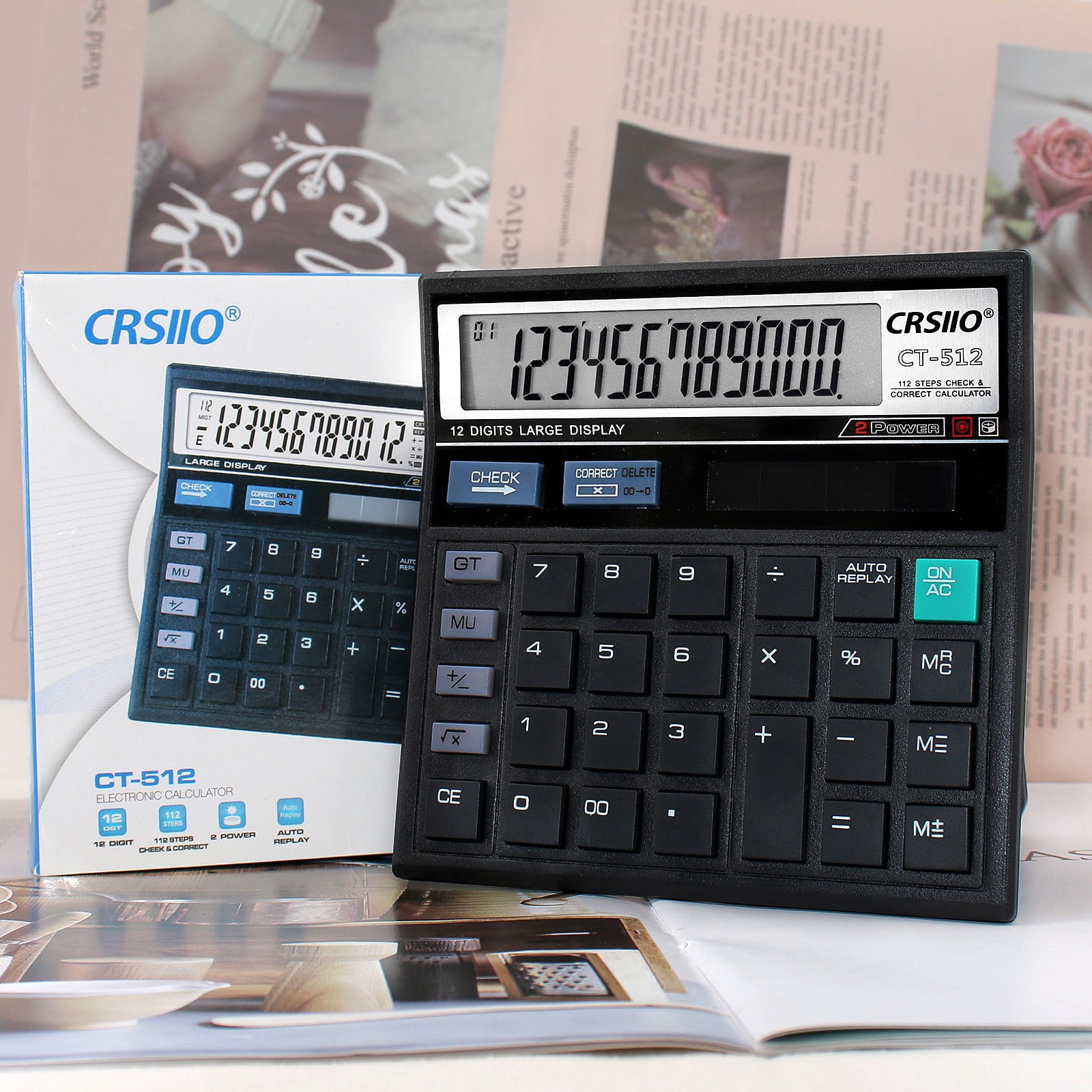 UsRHHA 12-Digit Calculator with Large Buttons, Portable Battery Powered Calculator for Business, Basic Desktop Calculator