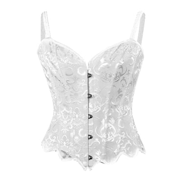 BYHONG Bustier Corset Vintage à Lacets avec Baleines pour Femmes avec Jarretelles Corset Overbust à Lacets avec Baleines Lingerie Bustier Gaine Blanche G