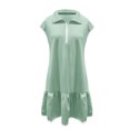 thumbnail image 4 of Liquidation d'Été 2025! Robe Grande Taille pour Femmes, Liquidation d'Été pour Femmes, Robe Décontractée Unie à Manches Courtes Demi-Fermeture à Glissière avec Col à Revers, 4 of 5