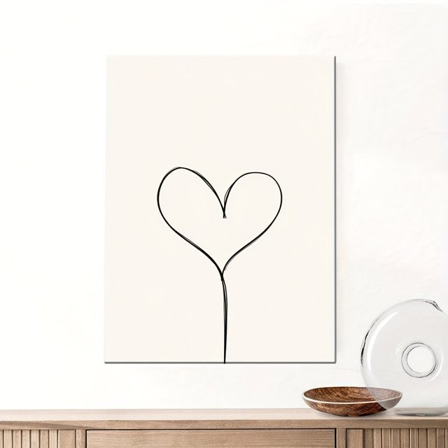 1pc Minimalist Heart Line Art Poster, Modern Abstract Colorful Heart Design Canvas Wall Art For Living Room,kitchen, Home Office50 x 70 cm (without frame),11