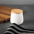 thumbnail image 3 of Thyme & Table, Small Ceramic Ribbed Kitchen Organization Canister with Bamboo Lid, White, 3 of 5
