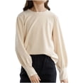 thumbnail image 2 of MeetoTime Kids Girls Fall Long Sleeve Crew Neck T-Shirt Base Layer Tops 2024 Cotton Soft Solid Color Undershirt, 2 of 3