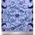 thumbnail image 1 of Soimoi polyester Crepe Fabric Swirl & Ogee Damask Decor Fabric Printed Yard 42 Inch Wide, 1 of 1