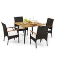 thumbnail image 1 of Gymax 5PCS Patio PE Wicker Dining Set Table and Chairs w/ Cushions 1.9'' Umbrella Hole, 1 of 6