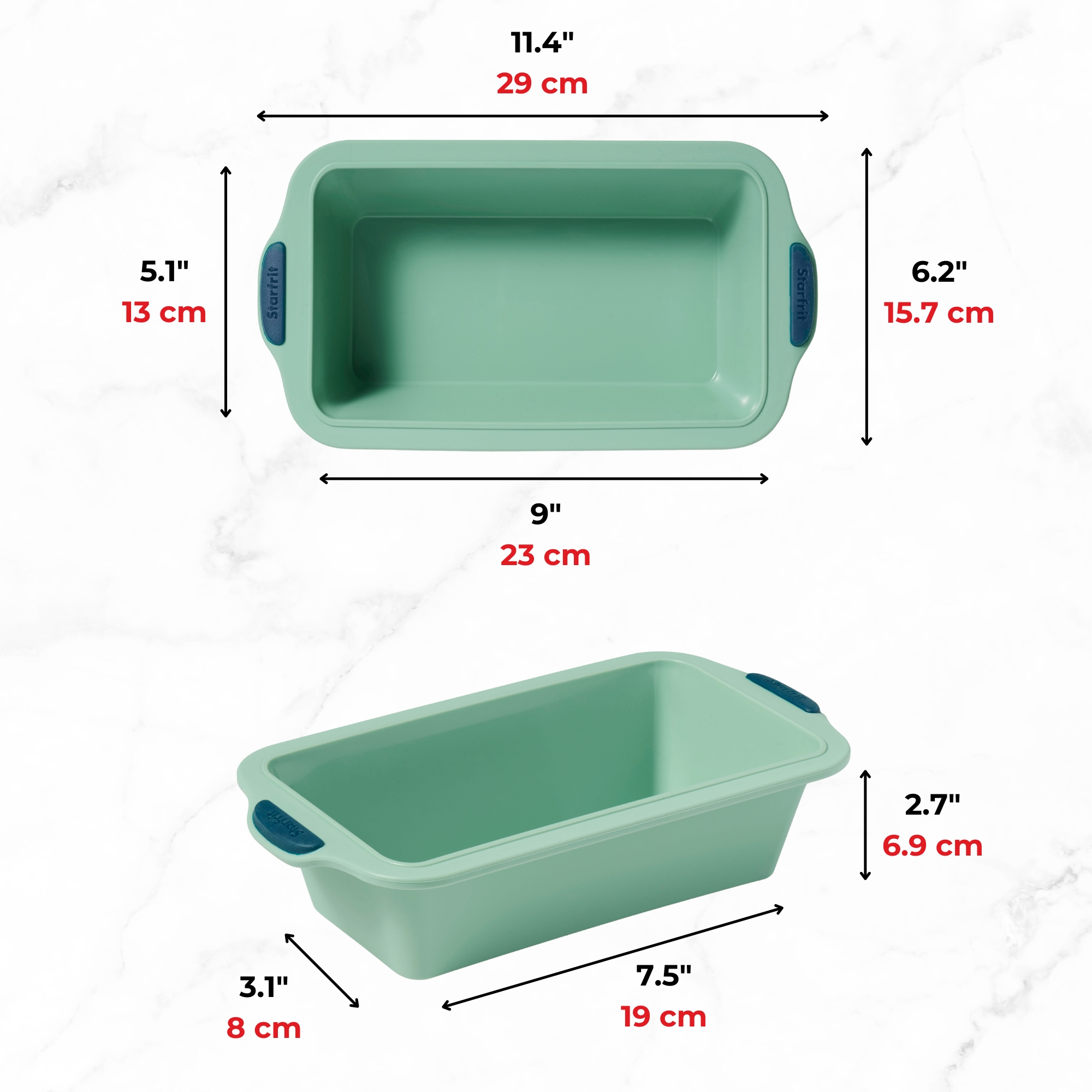 Starfrit Moule en silicone - Moule à pain - Structure de métal intégrée - 24cm x 10cm (9,5" x 4") - Vert