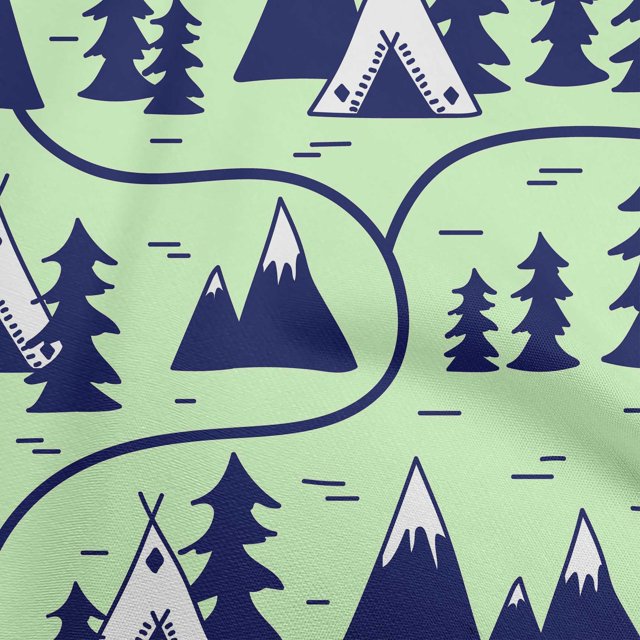 oneOone Cotton Cambric Light Green Fabric Mountain Pattern Sewing Craft Projects Fabric Prints By Yard 56 Inch Wide