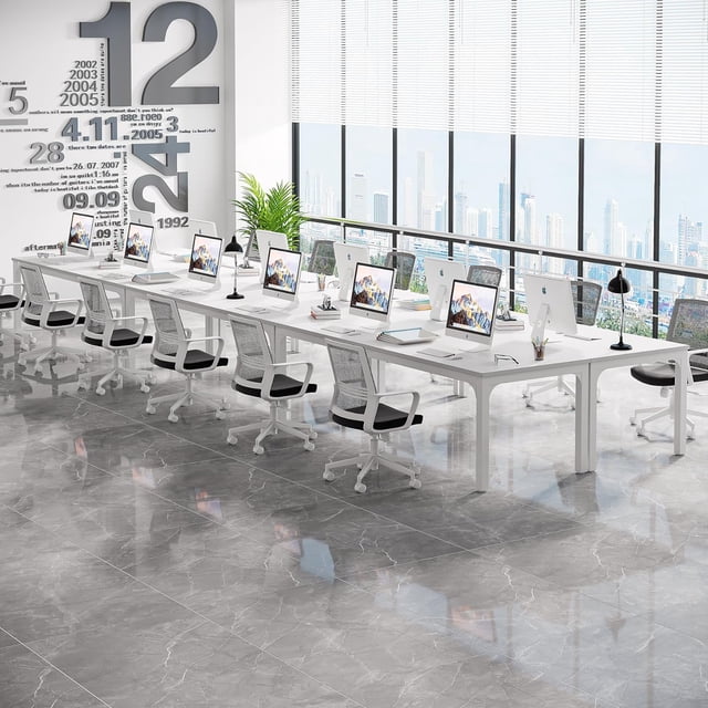 Tribesigns 6.5FT White Conference Table, Modern Office Meeting Room Table with Metal Frame, 78.74"W x 27.56"D for 6-8 People, Only Table