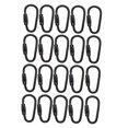 thumbnail image 2 of KLKCMS 20Pcs Small Locking Carabiner Clip Black D Rings Mini Carabiner Clip for Camping, 2 of 9