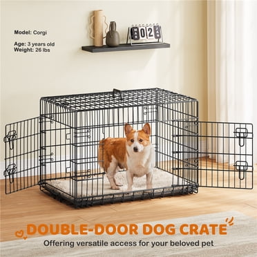 Yaheetech Cage pour Chien en Métal Pliable de 36 Pouces, avec 2 Portes et Plateau Coulissant, Noir