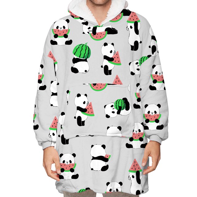 goowrom Couverture Portable en Velours Parent-Enfant à Capuche Imprimée d'Animaux de Dessin Animé