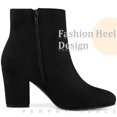 thumbnail image 4 of Unique Bargains Bottines à Talons Hauts Épais à Bout Rond pour Femmes Noires (Taille 5,5), 4 of 6