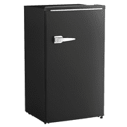 HOMCOM 3.1 Cu. Ft Retro Mini Fridge with Adjustable Thermostat, Black