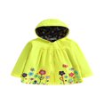 thumbnail image 1 of Kids Toddler Girls Floral Hoodie Waterproof Windproof Raincoat Hooded Jacket, 1 of 6