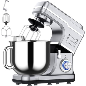 COZONY 7.5Qt Kitchen Electric Mixer，3 In 1 Stand Food Mixer With 10-Speed Tilt Head，Dough Mixer With Egg Whisk, Dough Hook, Beater, and Splash Guard, For Home Cooks, Silver