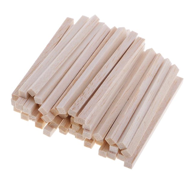 veasfak 50pcs Square Balsa Wood Stick Wooden Dowel Rod for Woodworking Model Making 80mm