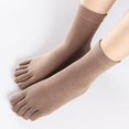 thumbnail image 1 of maskred 1Pair Five Toe Socks Cotton High Athletic Sock Socks Solid Crew Khaki 1Set, 1 of 5