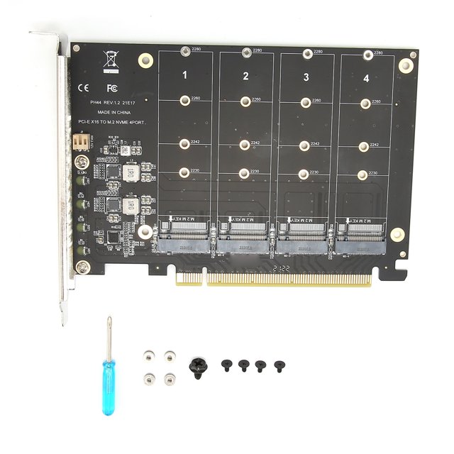 Carte Adaptateur, Excellente Performance Double Adaptateur M.2 PCIE 4 Cartes d'Extension pour Ordinateurs PH44