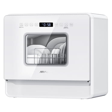 AIRMSEN 5-Place Settings Portable Countertop Dishwasher with 5L Built-in Water Tank, Ultra-Slim Dishwasher Upgrade 3 Spray Arms, 12H Delay Start and Salt Chamber Function, ZMW-DUHA01