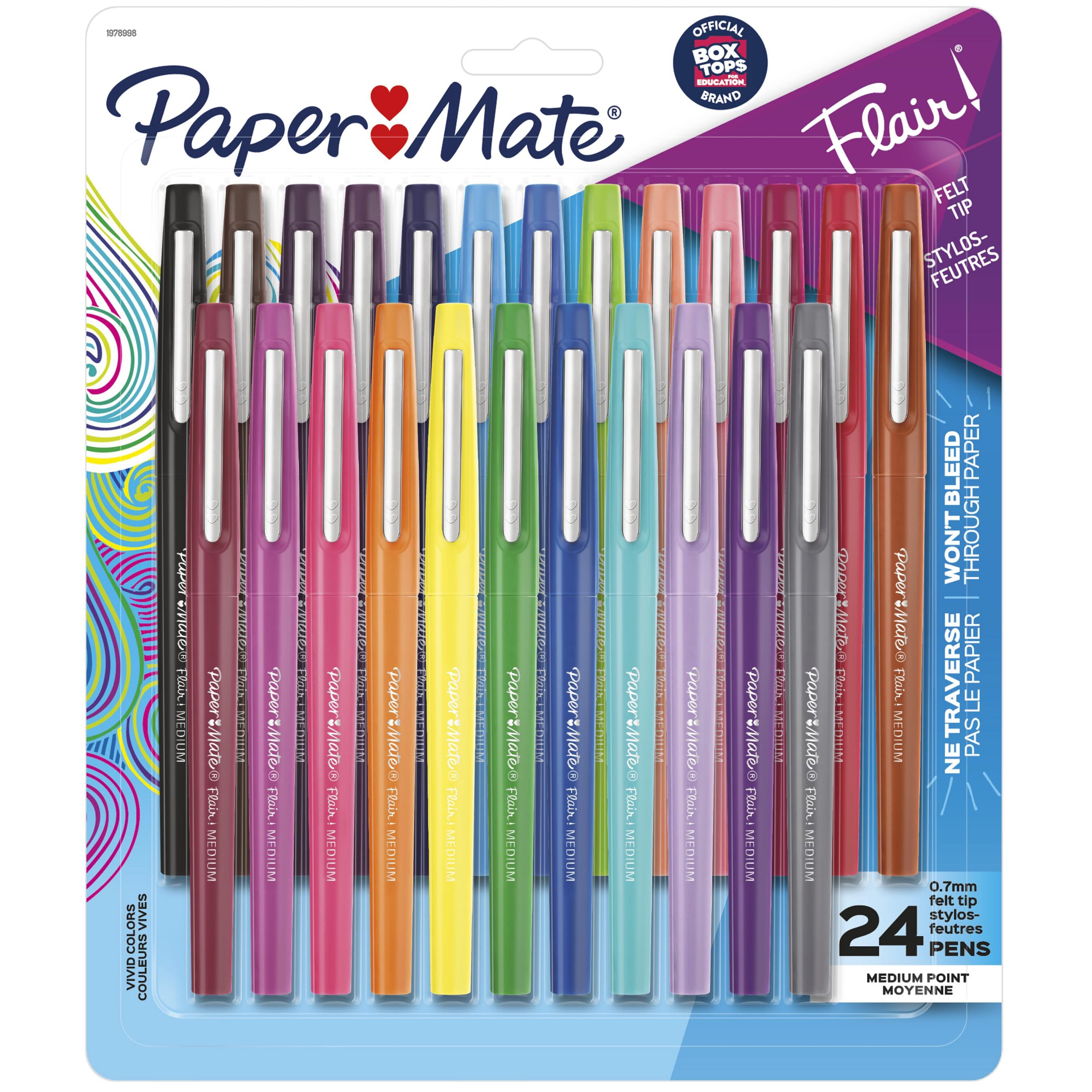 Paper Mate Flair Felt Tip Pens, Medium Point (0.7 mm), Assorted Colours, 24 Count