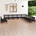 thumbnail image 1 of vidaXL 11 Piece Garden Lounge Set Solid Wood Pine Black, 1 of 1