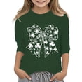 thumbnail image 1 of LUOGENLI T-Shirt pour Filles T-Shirt Graphique pour Filles Fête de la Saint-Patrick à la Mode Polyvalent Col Rond Manches 3/4 T-Shirt Décontracté Haut Maxi Hauts Vert Foncé 7-8 Ans, 1 of 4
