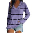 thumbnail image 2 of zanvin Longues Blouse à Manches pour Femmes, Blouse Mode Décontractée à Manches Longues à Col en V Imprimé pour Femmes, Violet, P, 2 of 4