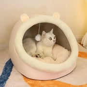 EGNMCR Semi Enclosed Cats Bed Polyester Warm Cats Bed Dog Bed With Built In Cushion Cats Shaped And Bear-shaped Dog Bed Polyester cat bed