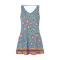 thumbnail image 4 of Ovzne Robes pour Femmes Robe Femme Été Décontractée Mode Imprimé Poche Sans Manches Robe à Col en V Robe de Printemps Imprimée Liquidation, 4 of 5