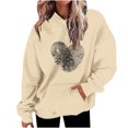 thumbnail image 1 of Penkiiy Chandails à Capuchon et Chandails pour Femmes, Mode Décontractée, Saint-Valentin, Imprimés, Manches Longues, G Beige, 1 of 5